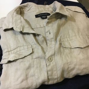 Structure linen long sleeve shirt